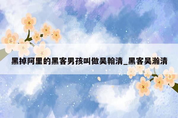 黑掉阿里的黑客男孩叫做吴翰清_黑客吴瀚清