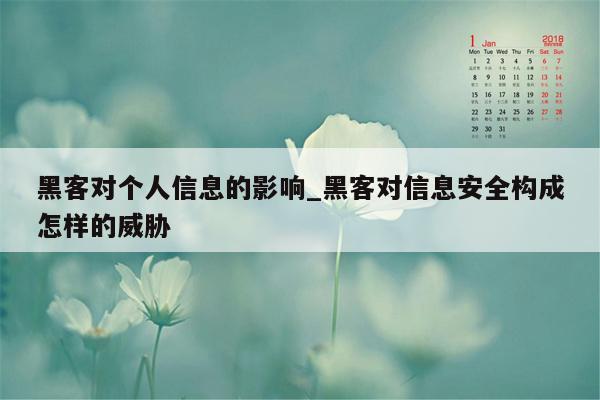 黑客对个人信息的影响_黑客对信息安全构成怎样的威胁