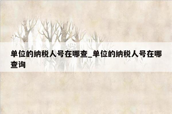 单位的纳税人号在哪查_单位的纳税人号在哪查询