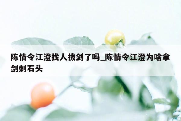 陈情令江澄找人拔剑了吗_陈情令江澄为啥拿剑刺石头
