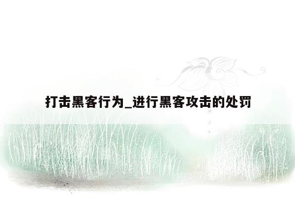 打击黑客行为_进行黑客攻击的处罚