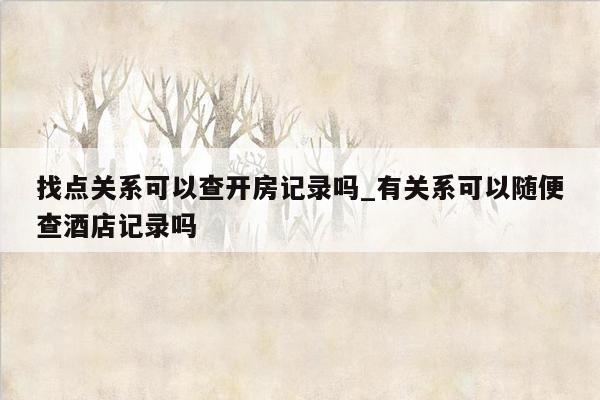 找点关系可以查开房记录吗_有关系可以随便查酒店记录吗