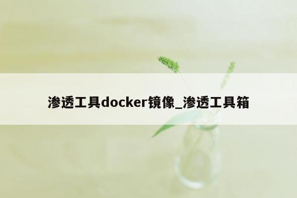 渗透工具docker镜像_渗透工具箱