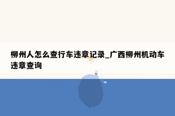 柳州人怎么查行车违章记录_广西柳州机动车违章查询