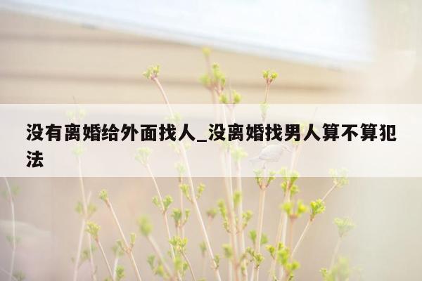 没有离婚给外面找人_没离婚找男人算不算犯法