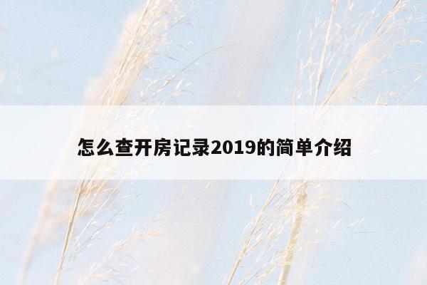 怎么查开房记录2019的简单介绍