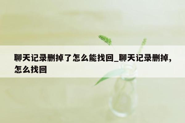 聊天记录删掉了怎么能找回_聊天记录删掉,怎么找回