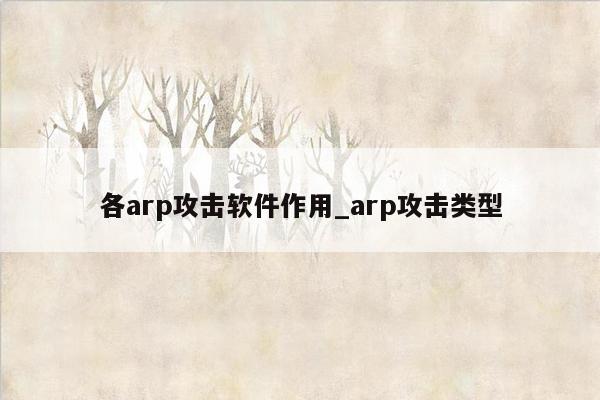 各arp攻击软件作用_arp攻击类型