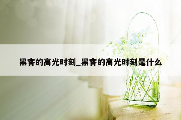 黑客的高光时刻_黑客的高光时刻是什么