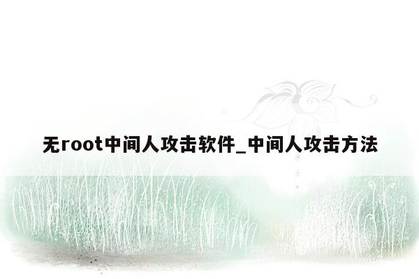 无root中间人攻击软件_中间人攻击方法