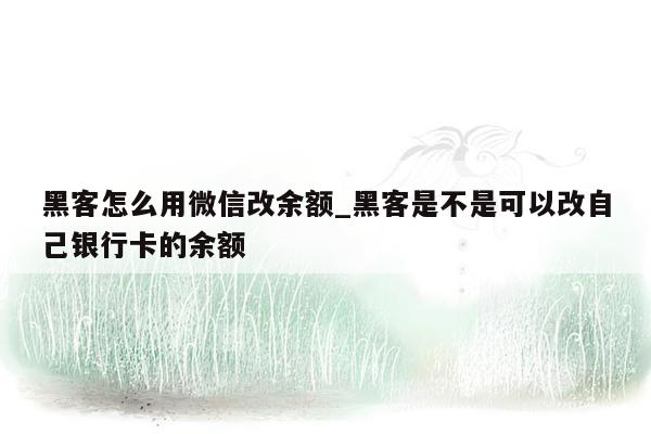 黑客怎么用微信改余额_黑客是不是可以改自己银行卡的余额