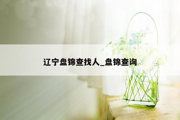 辽宁盘锦查找人_盘锦查询