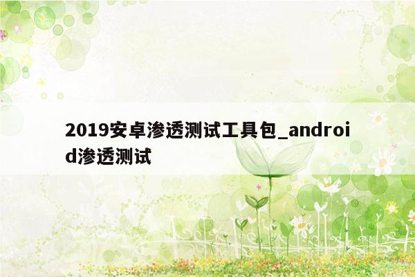 2019安卓渗透测试工具包_android渗透测试