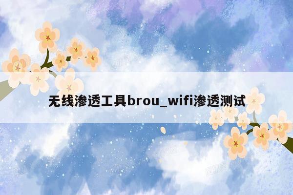 无线渗透工具brou_wifi渗透测试