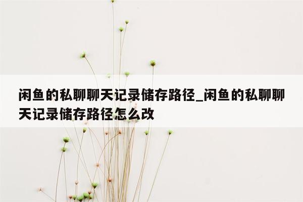 闲鱼的私聊聊天记录储存路径_闲鱼的私聊聊天记录储存路径怎么改