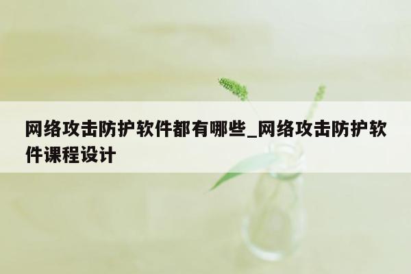 网络攻击防护软件都有哪些_网络攻击防护软件课程设计