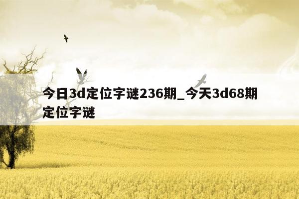 今日3d定位字谜236期_今天3d68期定位字谜