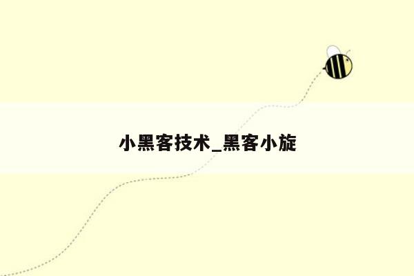 小黑客技术_黑客小旋