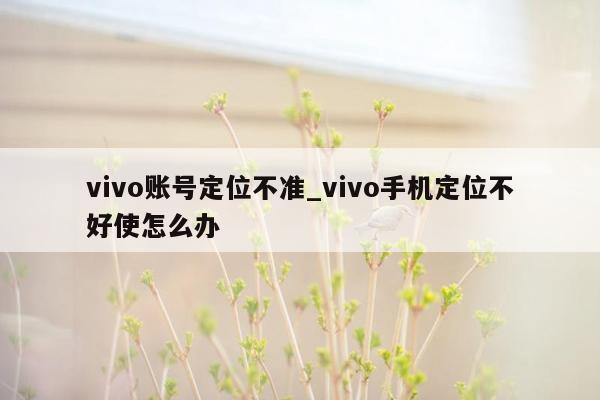 vivo账号定位不准_vivo手机定位不好使怎么办