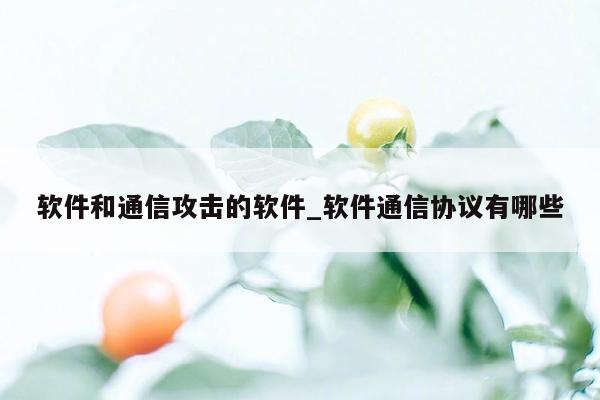 软件和通信攻击的软件_软件通信协议有哪些