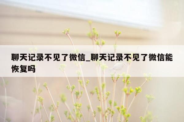 聊天记录不见了微信_聊天记录不见了微信能恢复吗