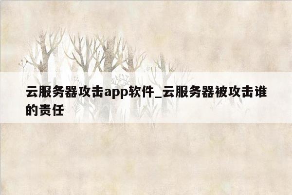 云服务器攻击app软件_云服务器被攻击谁的责任