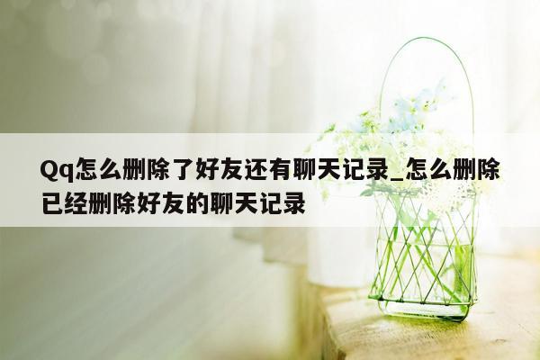 Qq怎么删除了好友还有聊天记录_怎么删除已经删除好友的聊天记录