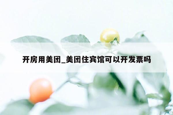 开房用美团_美团住宾馆可以开发票吗