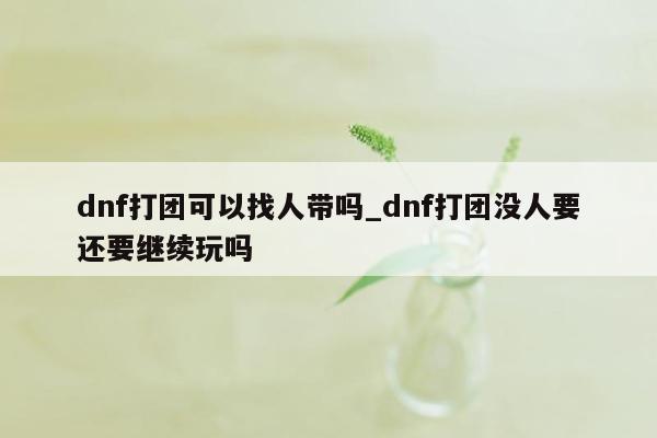 dnf打团可以找人带吗_dnf打团没人要还要继续玩吗