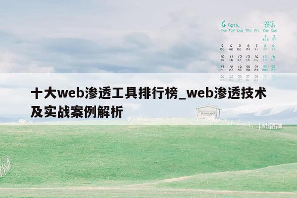 十大web渗透工具排行榜_web渗透技术及实战案例解析