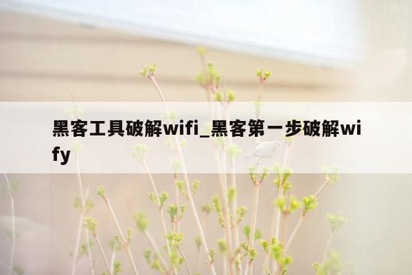 黑客工具破解wifi_黑客第一步破解wify