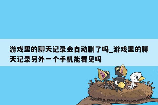 游戏里的聊天记录会自动删了吗_游戏里的聊天记录另外一个手机能看见吗