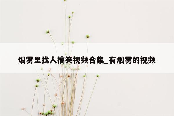 烟雾里找人搞笑视频合集_有烟雾的视频